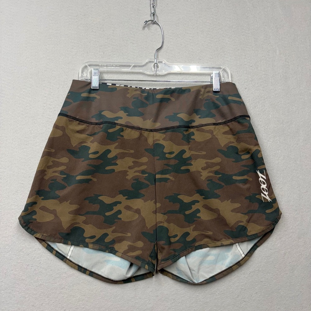 Zoot Running Shorts Womens Large Brown Cali Camo Zipper Pocket Athletic Training